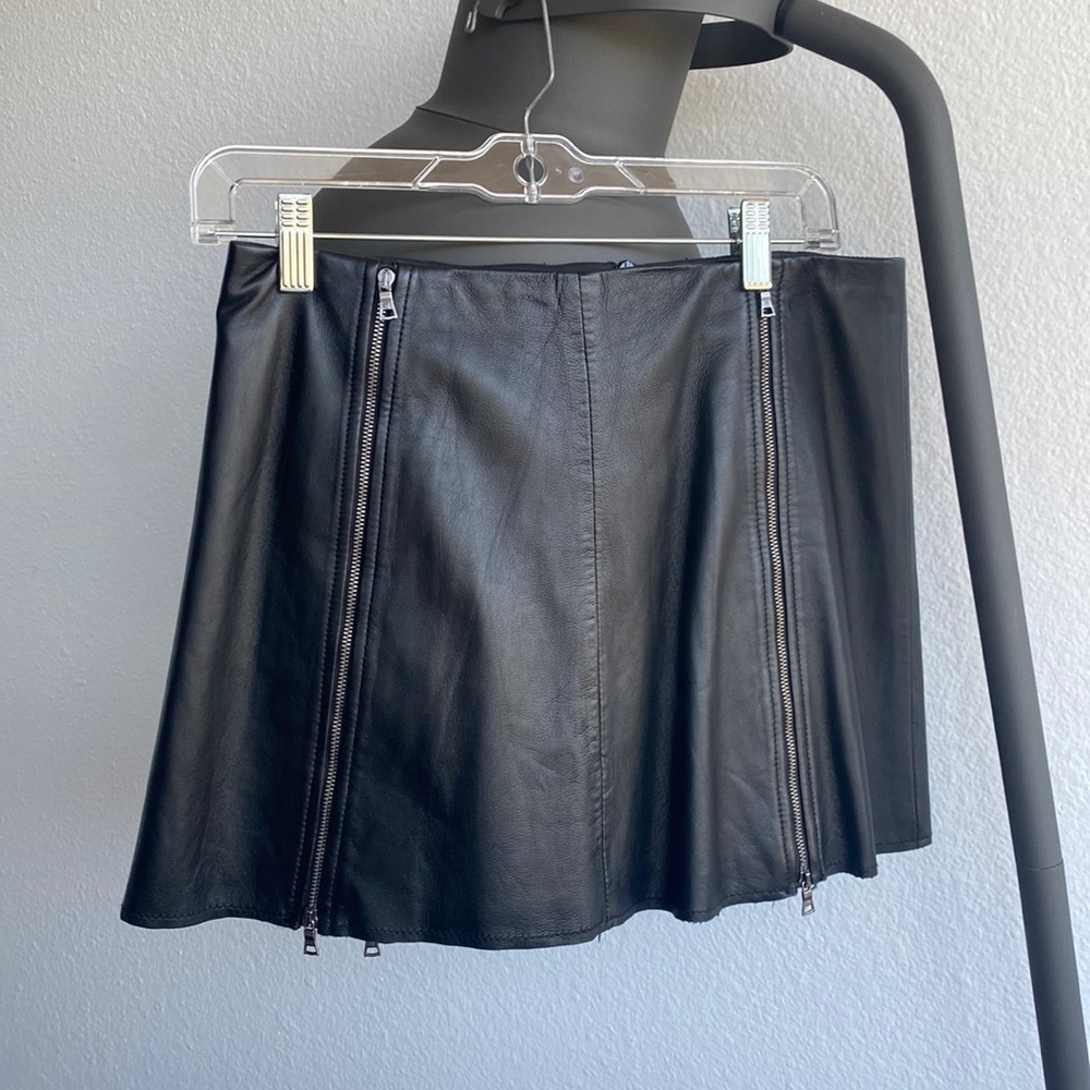 BCBG real leather mini skir